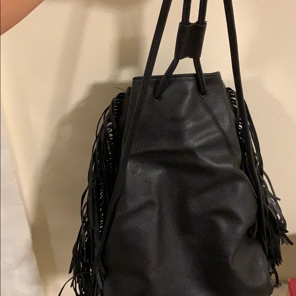 NWOT Victorias Secret Faux Leather Fringe Backpack - Picture 3 of 6